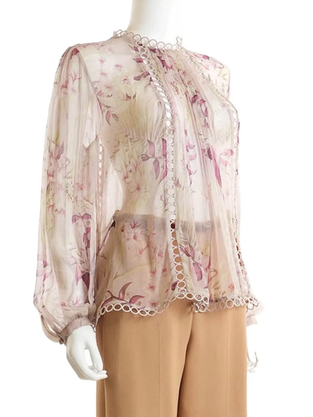 Zimmermann 100% Silk Sheer Winsom Sphere Swing Blouse Top size 1 / US 6